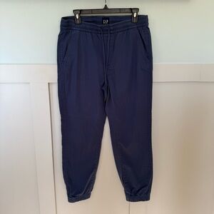 Gap Twill Joggers Men’s Size Medium Blue Drawstring Pockets Elastic Waist comfy